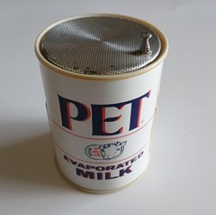 Vintage PET Evaporated Milk Novelty AM FM Radio Can Hong Kong 1970s Retro Decor