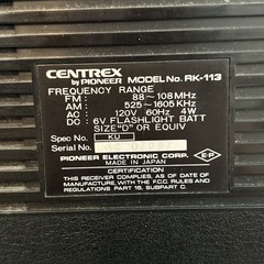 Centrex by Pioneer AM/FM Radio Cassette Player Model RK-113 Black Works! *Read*