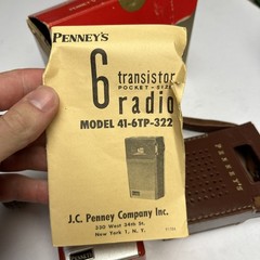VTG Penney&rsquo;s Leather Covered Six Transistor Radio With Box