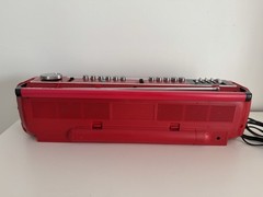 VINTAGE SANYO M W737K RED RADIO BOOMBOX DUAL CASSETTE RECORDER AM/FM *Read***