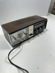 Lloyds Brown Silver Wired Solid State 2 Speaker Alarm Clock AM Radio Works READ*