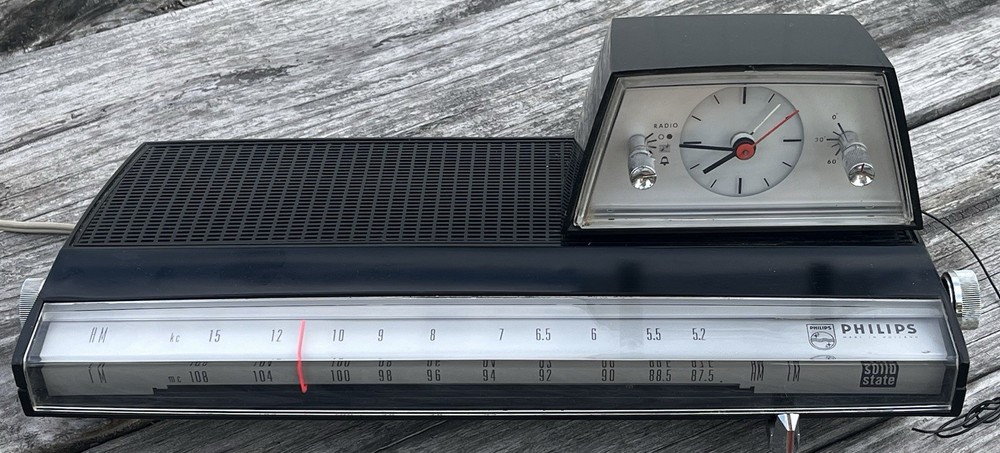 Vintage Space Age Phillips 22 RS 274 Holland Radio MCM Alarm Clock Mod Black 60s