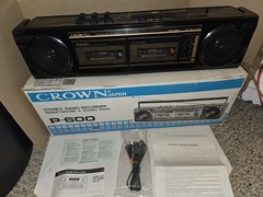 Vintage 1977 Crown P-600 AM/FM/Cassette Boombox Stereo Radio Recorder,Japan,Box