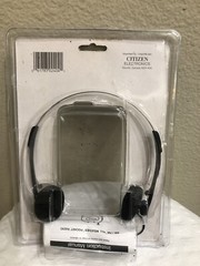 Vintage 80’s Citizen X189 AM/FM Portable Radio Yellow Headphones packaging