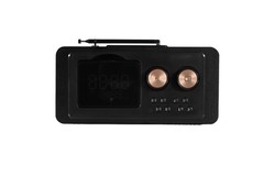 Fuse Zide Black Vintage Alarm Clock Radio Speaker w/ Bluetooth & LCD Screen