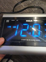 Vintage RCA 2 Band Clock Radio Silver And Black Tested Works
