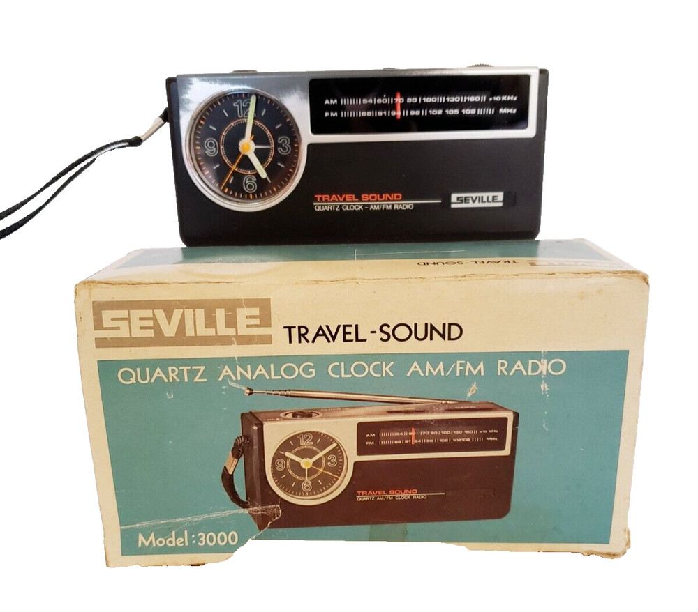 Vintage Seville Quartz Analog Clock AM/FM Radio Alarm Model 3000 Tested Working