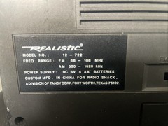 Vintage Realistic (Radio Shack) AM/FM Stereo Mate Radio Model 12-722
