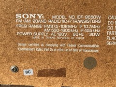 Vintage 60s Sony ICF-9650W Fidelity Sound AM/FM Radio Wood Case MINTY / READ