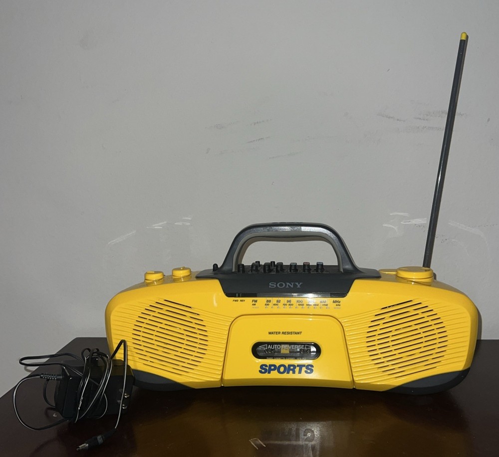 Sony CFS-903 Water Resistant Stereo Cassette Yellow Tape Player Tested Works LN