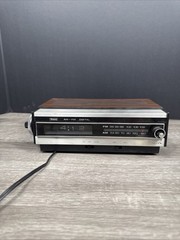 70s Sears Transistor Flip Clock Radio Model 3433 AM/FM Alarm Wood