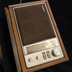 80s Mid Cent Style Vintage Sony ICF-9740W Tabletop Radio Woodgrain New