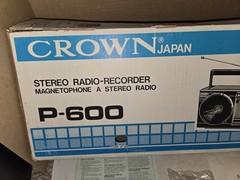 Vintage 1977 Crown P-600 AM/FM/Cassette Boombox Stereo Radio Recorder,Japan,Box