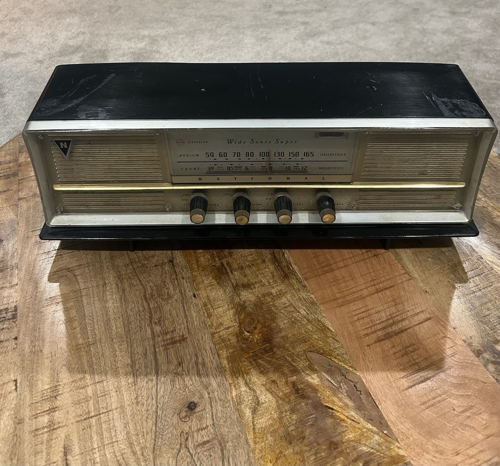 Vintage Tube Radio Two Speaker Needs Repair Lights Up