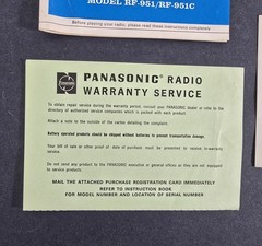 Booklet Directions ONLY Vintage Panasonic Portable AM/FM Radio RF-951 RF-951C