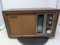 Vintage SONY TFM-9450W AM/FM Transistor Radio Wood Grain Cabinet Works