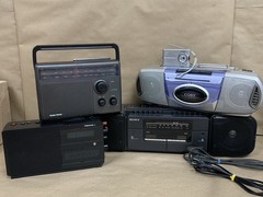 Vintage AM/FM Radio Cassette Alarm Clock Lot Sony Coby Proton Radio Shack Tandy