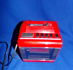 Vintage Randix Red Cube Box Square Cassette, Clock, AM/FM Radio – Works