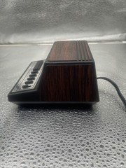 Vintage Retro Wood Grain Miniature Spartus Alarm Clock Hong Kong Red LED