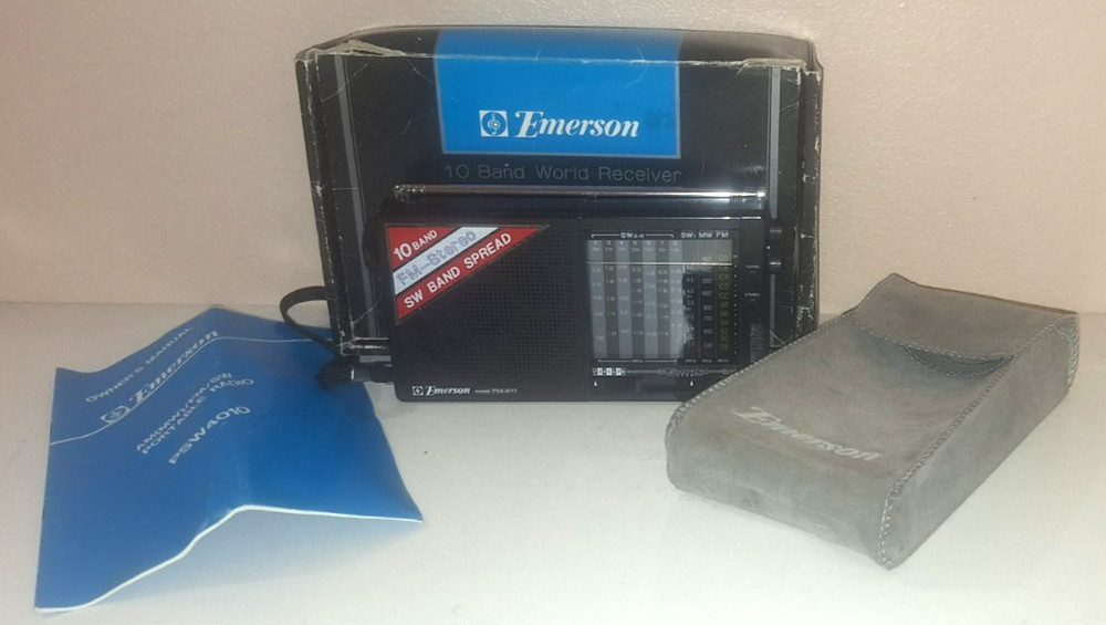 Vintage Emerson FM Stereo 10 Band SW Receiver Radio Model PSW4010 w/ bag &manual