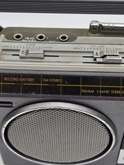 Vntg Sears Roebuck & Co SR-3000 Series Silver Mini Stereo Boombox TESTED WORKING
