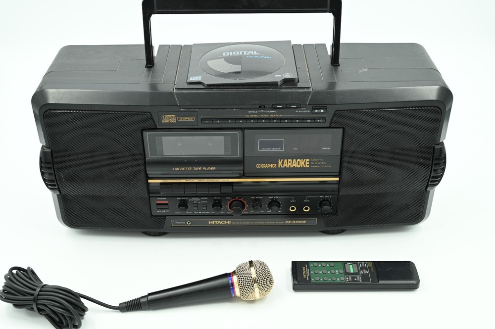 Hitachi CX-G700W CD/CD-G/Cassette Compact Karaoke Player w/ Original Mic Remote