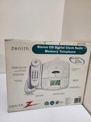 Vintage Zenith Z824W Phone Alarm Clock AM/FM Radio CD Player