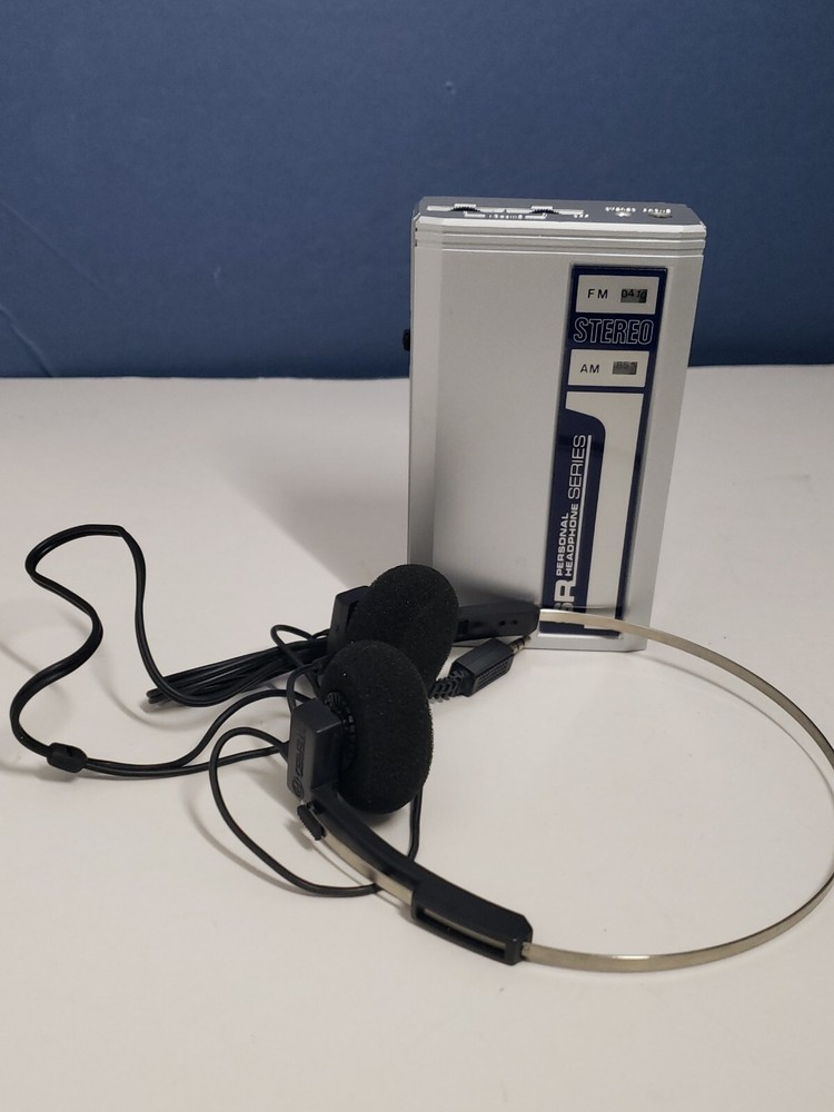 Vintage Sears AM FM Radio SR Personal Headphones Series Stereo Silver Tested