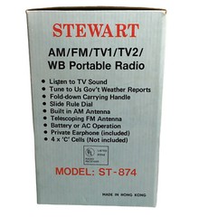 Stewart Radio ST874 Am Fm TV1 TV2 WB Portable Radio New Vintage Silver Chrome