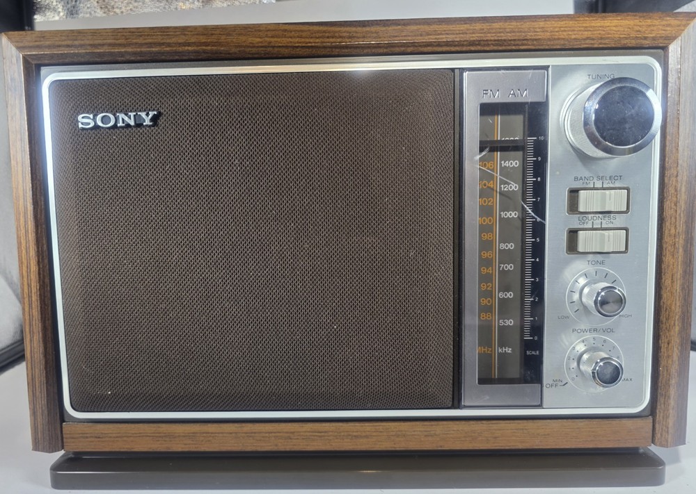 Vintage Sony ICF-9740W Radio AM FM Table Top Mid Century MCM Sim. Wood WORKING