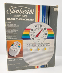 Vintage Sunbeam SUNTUNES Retro Rainbow Portable AM/FM Radio & Thermometer NEW!