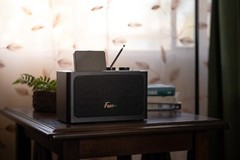 Fuse Zide Black Vintage Alarm Clock Radio Speaker w/ Bluetooth & LCD Screen