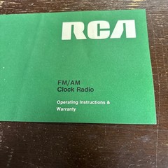 Vintage RCA FM-AM Clock Radio RWS441 Instructions And Warranty Card Only