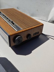 Vintage General Electric Alarm Clock Radio Model 7-4625c Faux Wood Grain Retro