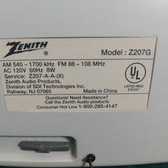 Vintage Zenith Alarm Clock/Radio twin alarms AM FM model Z207G tested working