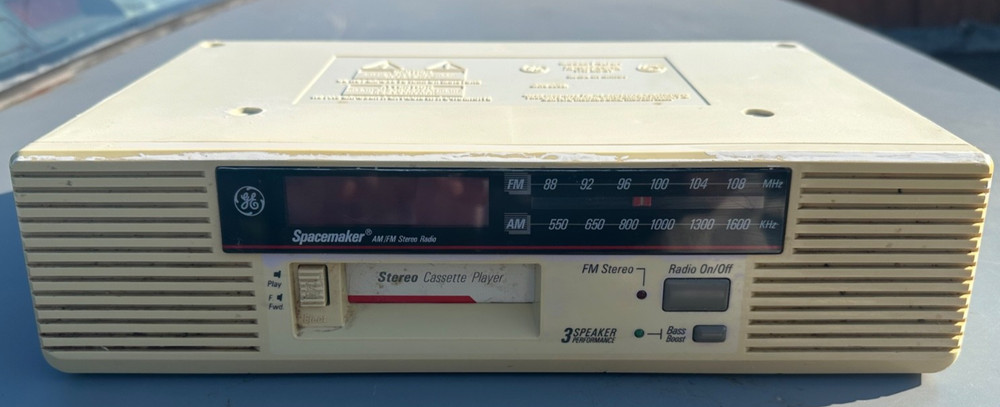 Vtg GE Spacemaker Clock/Radio/Cassette Player Model 7-4275A Works READ BELOW