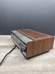 70s Sears Transistor Flip Clock Radio Model 3433 AM/FM Alarm Wood