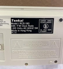 Vintage Tenkai AM/FM Clock Radio Model RC5 Works Made Hong Kong in VGC
