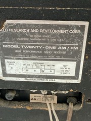 Vtg KLH Model 21 Twenty-One AM/FM Receiving System Radio Works For Parts Repair