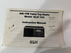 KLH Model 100 AM/FM Table Radio Good Working Shape