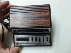 Vintage Retro Wood Grain Miniature Spartus Alarm Clock Hong Kong Red LED