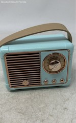Vintage Retro Model HM11 Blue Portable Compact Bluetooth Radio Not Tested