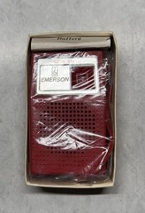Emerson Red P-4000 Pocket Am Radio Solid State w/Box And Manual “Tested”