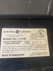 Vintage GE General Electric AM/FM Radio Wood Grain 7-4115B Works