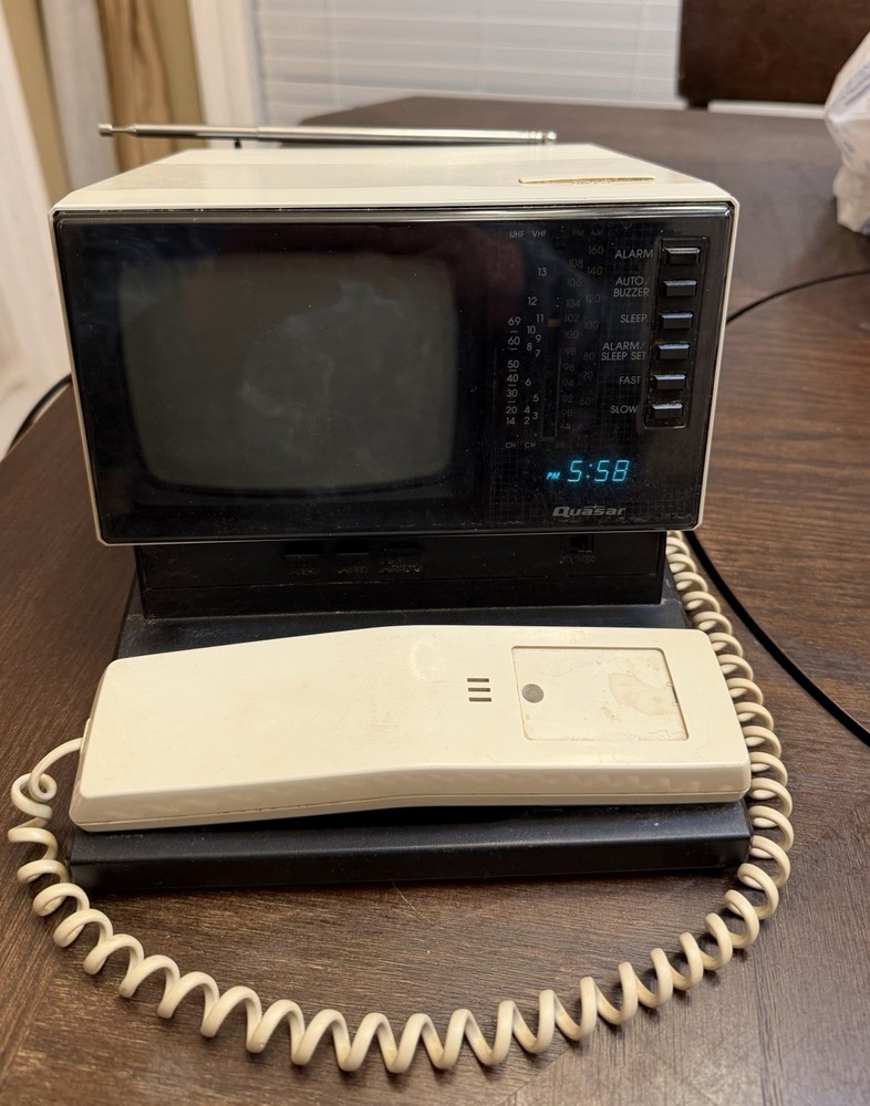 VINTAGE QUASAR AP1495YH PHONE TV RADIO ALARM CLOCK Works