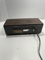 Lloyds Brown Silver Wired Solid State 2 Speaker Alarm Clock AM Radio Works READ*