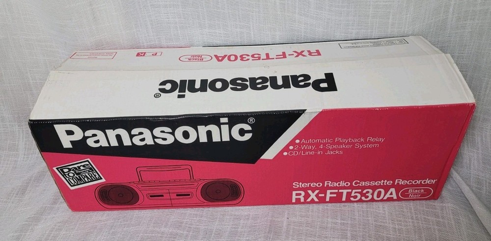 Panasonic RX-FT530A AM/FM Stereo RADIO Dual Cassette Recorder Open Box Vintage