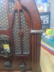 General Electric GE Reproduction Model No 7-4100JA Cathedral AM/FM Radio Wood