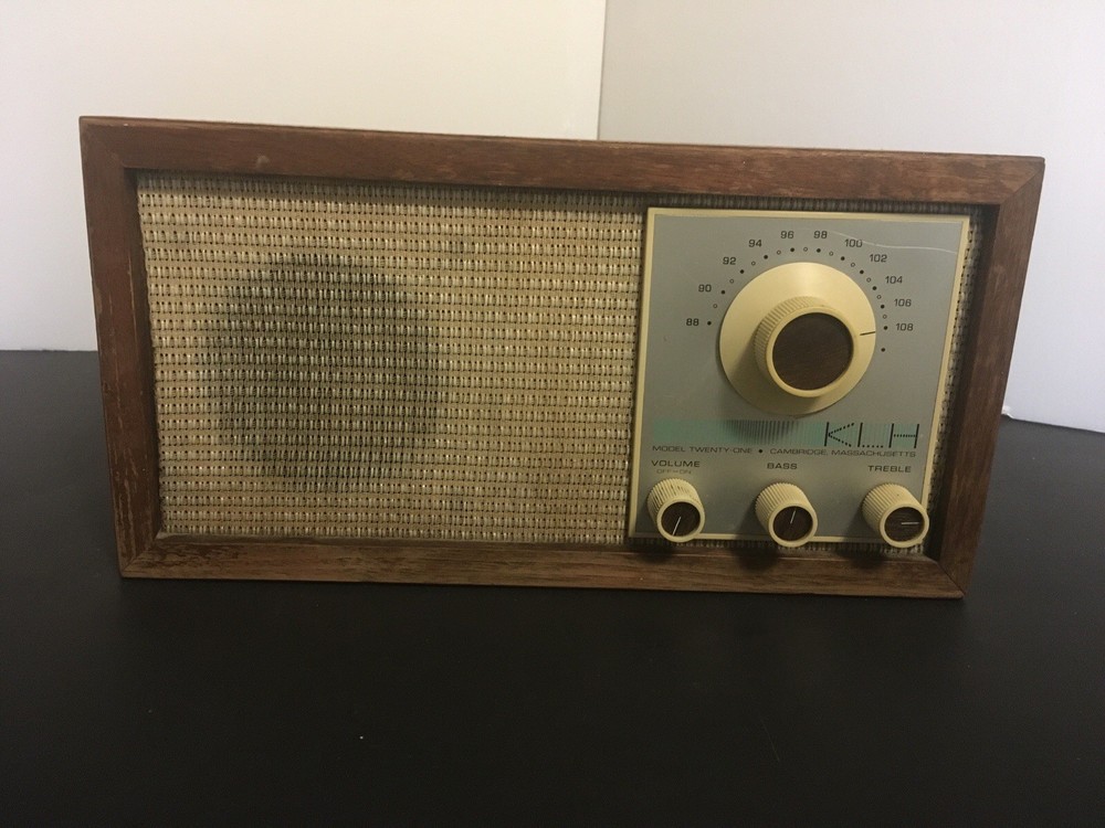Vintage KLH Model Twenty One 21 FM Table Radio Wood Cabinet Tested Working