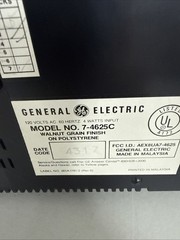 GE Vintage AM/FM Clock Radio Walnut Wood Grain Finish Red LED Model 7-4625C